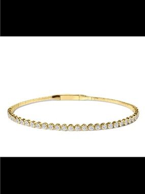 Elegant 14K Yellow Gold 3.4 ct Lab Diamond Flex Tennis Bangle